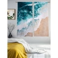 thumbnail image 3 of Teal Blue Sheer Curtains 63 Inches Long 2 Panels Beige Gradient Sea Wave Abstract Beach Scenery Light Filtering Semi Sheer Window Curtains Drapes for Bedroom Living Room 52"x63", 3 of 7
