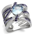 thumbnail image 1 of Alamode TK865-7 Bague en Acier Inoxydable Poli pour Femmes avec Synthétique en Saphir Clair - Taille 7, 1 of 1