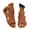 Brown, variant on Womens Summer Sandals Cutout Gladiator Roman High Top Low Wedge Shoes with Back Zipper