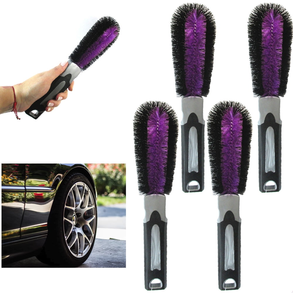 4 Pc 11" Auto Wheel Brush Easy Reach Rim Detailing Brush Soft Bristle Car Tire