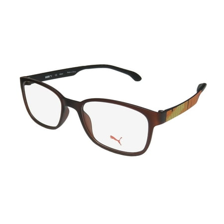 new puma 15440 mens/womens designer full-rim brown / yellow / orange frame demo lenses 48-17-135 eyeglasses/eyewear