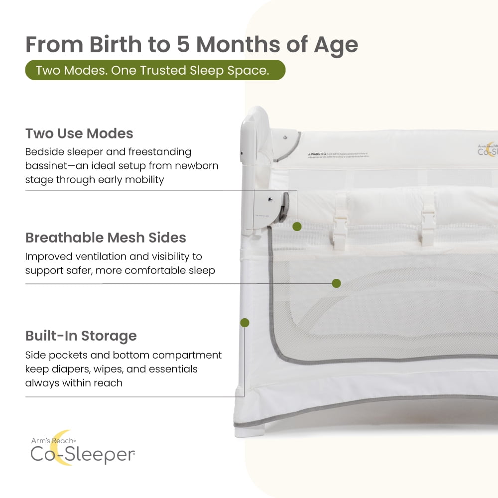 Arm's Reach Mini 2-in-1 Co-Sleeper Bassinet, White