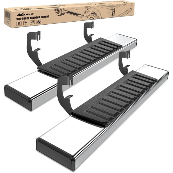 Nilight Running Boards for 2007-2018 Chevrolet Silverado GMC Sierra 1500HD 2007-2019 Chevy Silverado GMC Sierra 2500HD 3500HD Regular Standard Single Cab 6 Inch Side Step Nerf Bars Stainless Steel