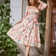 thumbnail image 4 of Vestido de gasa de manga larga con estampado floral y cuello cuadrado para mujer a la moda de otoño Pompotops  hdfakjf9785, 4 of 9