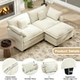 thumbnail image 4 of BedLuxury 76.7'' Loveseat Sofa with Ottoman for Living Room, Modern Chenille Comfy L Shaped Couch, 2-Seat, Beige, 4 of 10