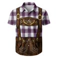 thumbnail image 2 of Oktoberfest Themed Men's Lederhosen Print Shirt, Traditional Plaid Button Down Shirts, 2 of 4