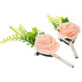 thumbnail image 3 of Realistic Bridal Boutonniere 2Pcs Wedding Accessory For Men Flower Shape Pink Simple And Fresh Decoration, 3 of 5