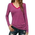 thumbnail image 7 of Tauxra Womens Long Sleeve V Neck Top with Striped, Slimted Casual Shirt, Soft Stretch Knit Fabric, Drape Hem for Versatile Everyday Wear, 7 of 7