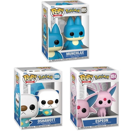 Funko POP! Games - Pokemon S12 Vinyl Figures - SET OF 3 (Munchlax  Espeon & Oshawott)