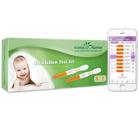 Easy@Home 8 Ovulation Test and 2 Pregnancy Test Sticks, Midstream Fertility Tests, Powered by Premom Ovulation Predictor App and Period Tracking Free iOS and Android App,