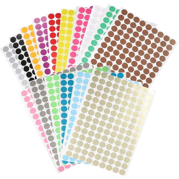 HOMEMAXS  16 Sheets Small Circle Stickers Sticky Dot Colored Round Label
