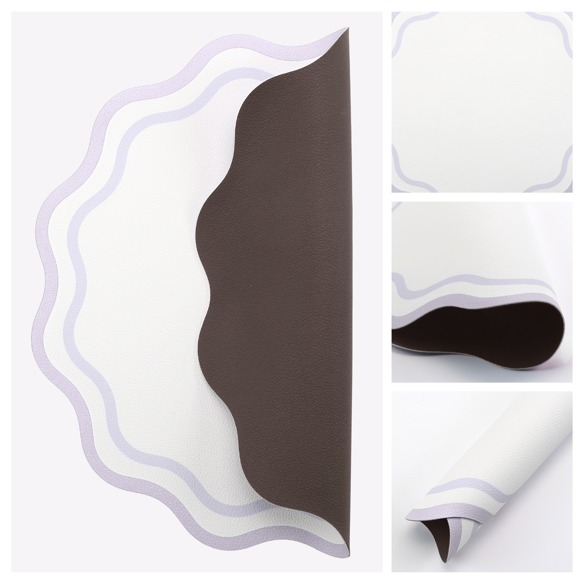 Unique Bargains Set of 6 Leather Placemats for Kitchen Dining Table Decor Purple