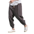 thumbnail image 2 of DPTALR Men's Solid Color Elastic Waist Drawstring Ankle-Length Casual Long Pants with Pockets,Gray,Big and Tall Men XXXL, 2 of 9
