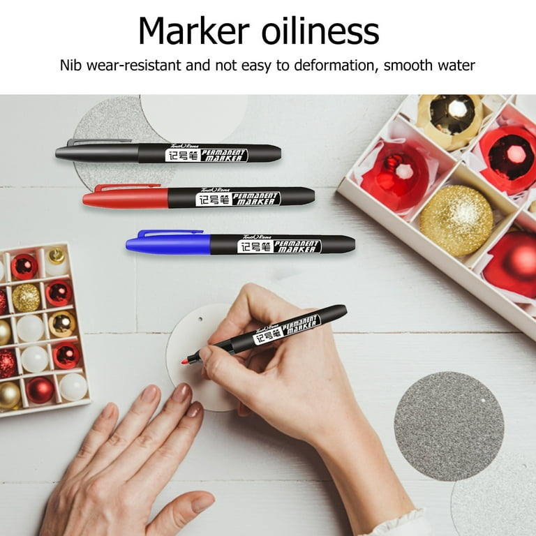 Jmtresw Oiliness Non-Fading & Waterproof Marker Pen Non-Erasable Marker &  Hook Pen 