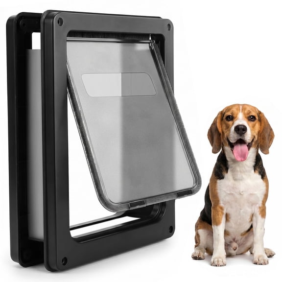 Sunypet Interior/Exterior Dog Door with Lock and Magnetic Auto-Closing, Large, Black