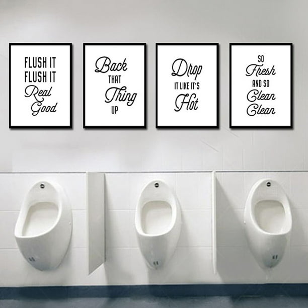 4pcs/pack Picture Canvas Painting Bathroom Decor Wall Art Accessory Funny Signs 4pcs/pack Picture Canvas Painting Bathroom Decor Wall Art Accessory Funny Signs