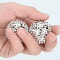 Spiky Massage Ball, Magnetic Massage Silver Ball 1 Pair, Hand Acupuncture Ball Massage for Adult and Kid, Hand Exercise Squeeze Balls for Pain Pressure and Stress Relief