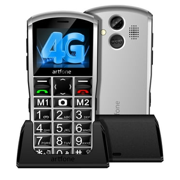 artfone A400 4G Seniors Phone Unlocked with SOS Button, 2MP Camera, 2.4" Display, Loud Volume, Charging Dock, FM, 1800mAh