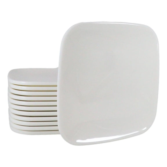Contemporary 6.5" Square White Jade Melamine Salad Dessert Plates Pack Of 12