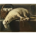 thumbnail image 2 of Giovanni Battista Recco 18x15 Gold Ornate Wood Frame and Double Matted Museum Art Print Titled - A Ligated Lamb Besides a Basket of Eggs, an Allegory of Easter, 2 of 4