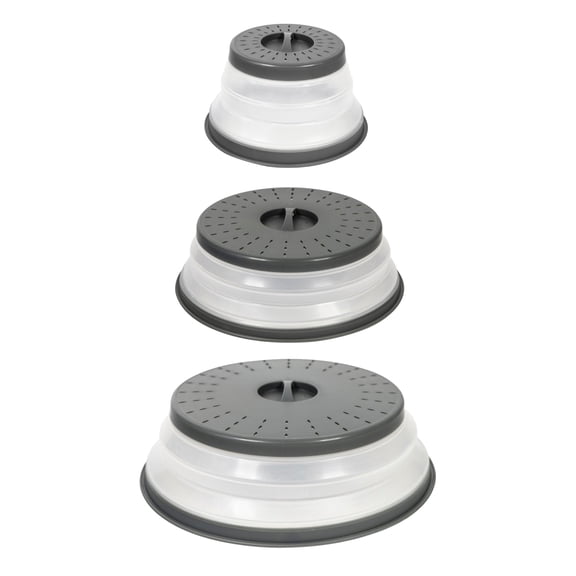 Tovolo Collapsible Microwave Cover Set of 3 S/M/L Vented, Charcoal