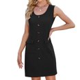 thumbnail image 1 of WILLBEST Vestido Floreado Para Mujer, Vestido De Mujer De Color Liso Con Cuello Redondo, Sin Mangas, Con Botones Y Bolsillos Para Uso Informal, 1 of 3