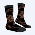 thumbnail image 2 of Unisex Trendy Socks (2 Pairs) - Elegant Black Socks with Intricate Orange Floral Pattern Perfect for All Seasons, 2 of 5