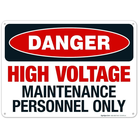 High Voltage Maintenance Personnel Only Sign, OSHA Danger Sign, 10x14 Aluminum