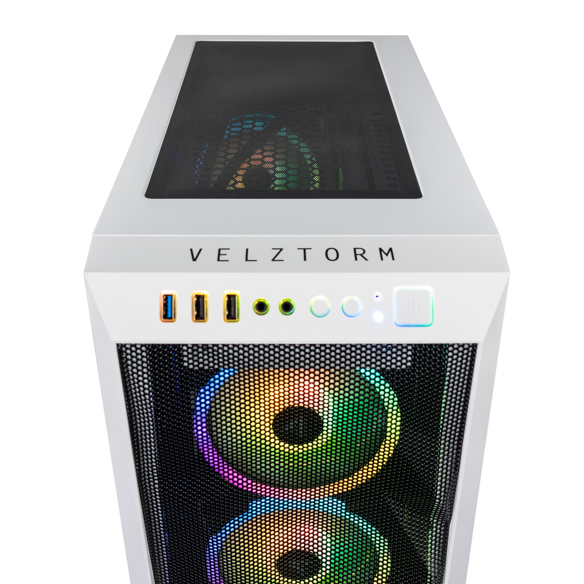 Velztorm White Pilum CTO Gaming Desktop PC Liquid-Cooled (AMD Ryzen 7 5700X 8-Core, GeForce RTX 3050 8GB, 32GB DDR4, 1TB PCIe SSD + 1TB HDD (3.5), RGB Velztorm White Pilum CTO Gaming Desktop PC Liquid-Cooled (AMD