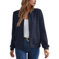 thumbnail image 2 of Lightweight Zip Up Jackets for Women Long Sleeve Casual Plain Waffle Jacket Fall Coat Outerwear, 2 of 6
