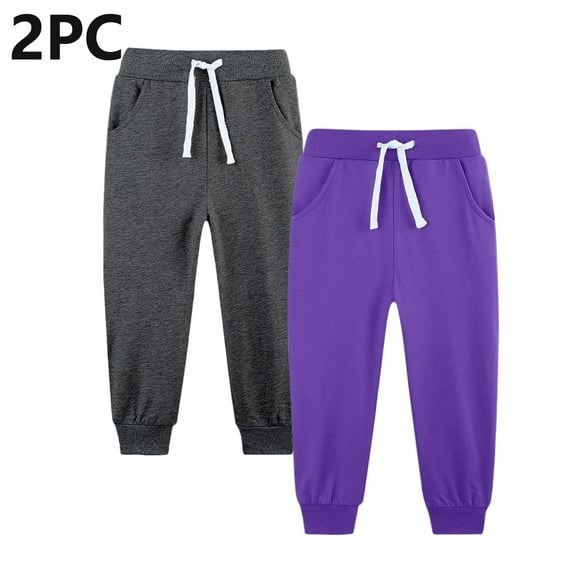 ATOGUTA Jogger Pants for Boys Size 5T-14 Elastic Waist Athletic Joggers for Running Sports Outdoor School Uniform 2 Pack Navy