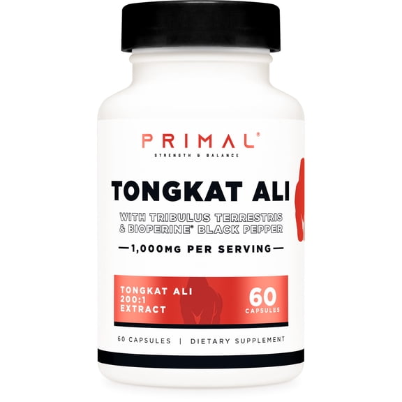 Primal Tongkat Ali Capsules (60 Capsules / 30 Servings, 1,000 mg Per Serving)