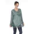 thumbnail image 2 of Simply Couture Women's Solid Long Sleeve Abstract Floral Lace Patchwork Cowl Neck Blouse Top, 2 of 4