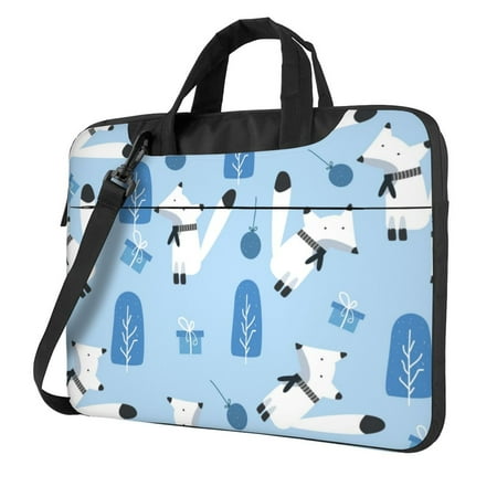 PUREYAH Laptop Case Bag with Compartments for Women Blue Gift Cartoon Wolf Lightweight Computer Tote Bag for Men Travel Work 13 inch