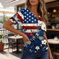 thumbnail image 6 of Women’s Short Sleeve V Neck Top with Butterfly and Star Print Casual Loose Fit T Shirt for Everyday Wear Lightweight Pullover Blouse Dark Blue 2XL, 6 of 7