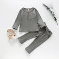 thumbnail image 5 of Boy’s Long-sleeved Trousers Set Fresh Solid Color Round Neck T-shirt and Bandage Long Pants with Two Pocket, 5 of 5