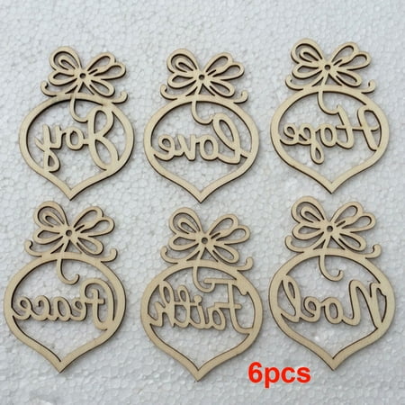 6pcs Christmas Tree Decorations Wooden Pendants Crafts Scene