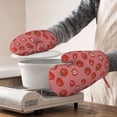 thumbnail image 3 of Cauagu Red Strawberry Print Oven Mitts 2 Piece Set,BBQ Gloves Grilling Gloves Kitchen Silicone Oven Gloves Heat Resistant Oven Mitts for Barbecue Cooking & Baking, 3 of 6