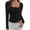 Black, variant on Womens Long Sleeve Henley Shirts Going Out Tops Lace Trim Square Neck, Slim Fitted Basic Tees, Soft Comfy Jacquard Fabric, Casual Wear, Fall Outfits, Y2K Fashion Clothing