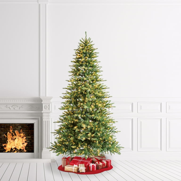 9' Pre-Lit Milford Pine Green Artificial Christmas Tree with LumaDazzle Color-Changing Twinkle LED Lights and Quick Set, by Holiday Time