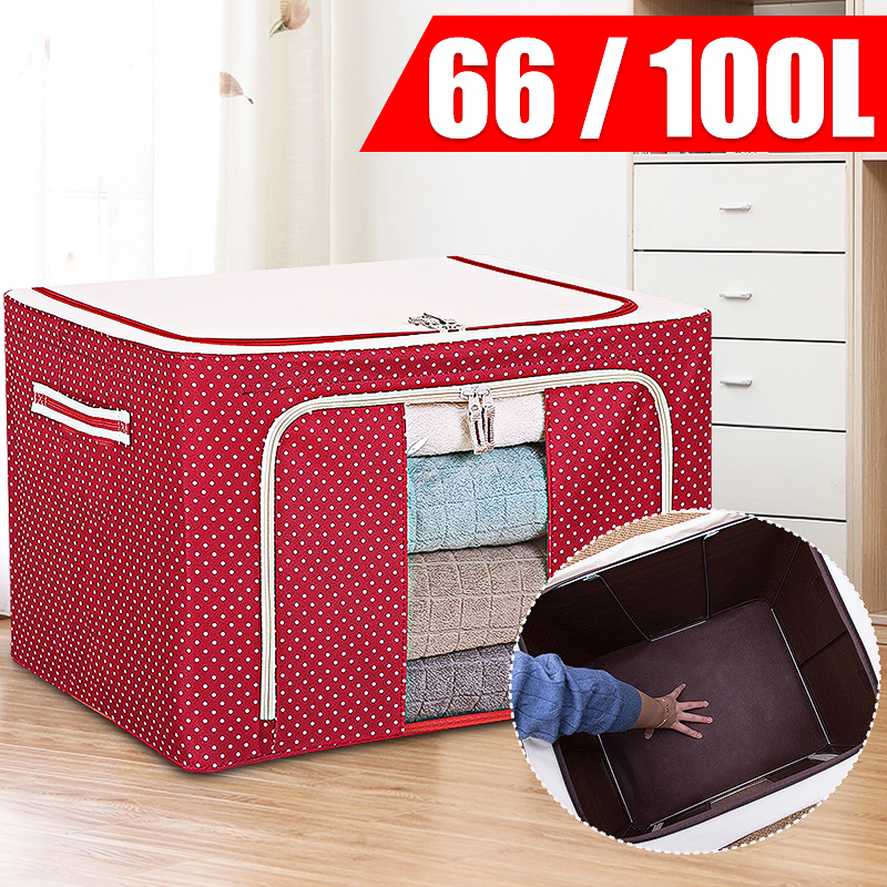 60/100L Foldable Storage Box Waterproof Oxford Cloth Steel Storage Box