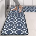 thumbnail image 2 of Kitchen Rugs Sets Of 2,Navy Blue Geometric Quatrefoil Pattern Anti Fatigue Kitchen Mat Rugs Non Slip Washable,Decorative Kitchen Floor Mats for Kitchen,Sink,Laundry,17"x47"+17"x47", 2 of 5