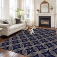 thumbnail image 2 of 6'x9' Area Rugs, Navy Blue Geometric Indoor Outdoor Area Rug for Living Room Bedroom, Brown Modern Abstract Art Aesthetics Washable Bathroom Rugs Kitchen Floor Carpet Mats Home Decor Aesthetic, 2 of 8