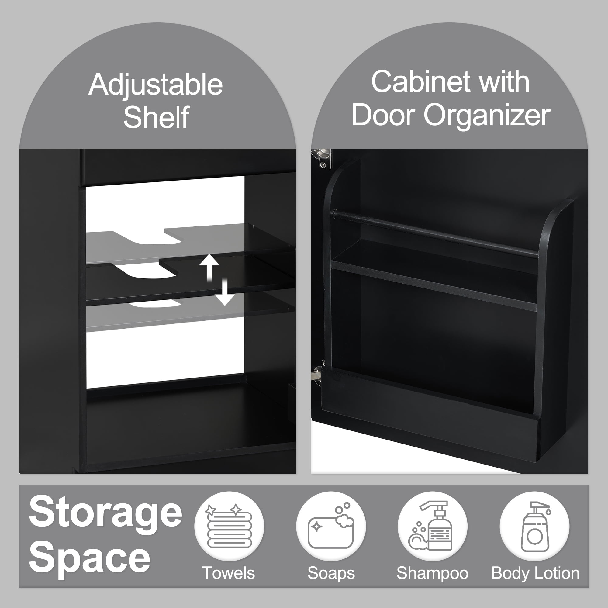 Euroco 20" Bathroom Vanity with Sink, Vanity Cabinet with Door Shelf and Adjustable Shelf