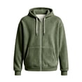 thumbnail image 4 of FENGYOU Mens Corduroy Zip Up Hoodie Oversized Drop Shoulder Sweatshirt Ribbed Long Sleeve Hooded Jacket Casual Pullover Army Green L, 4 of 5