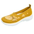 thumbnail image 2 of Women's Knit Embroidered Platform Sneakers Slip On Breathable Rocker Shoes Daily Commute Work Shopping Stylish Casual Footwear Yellow 37, 2 of 7