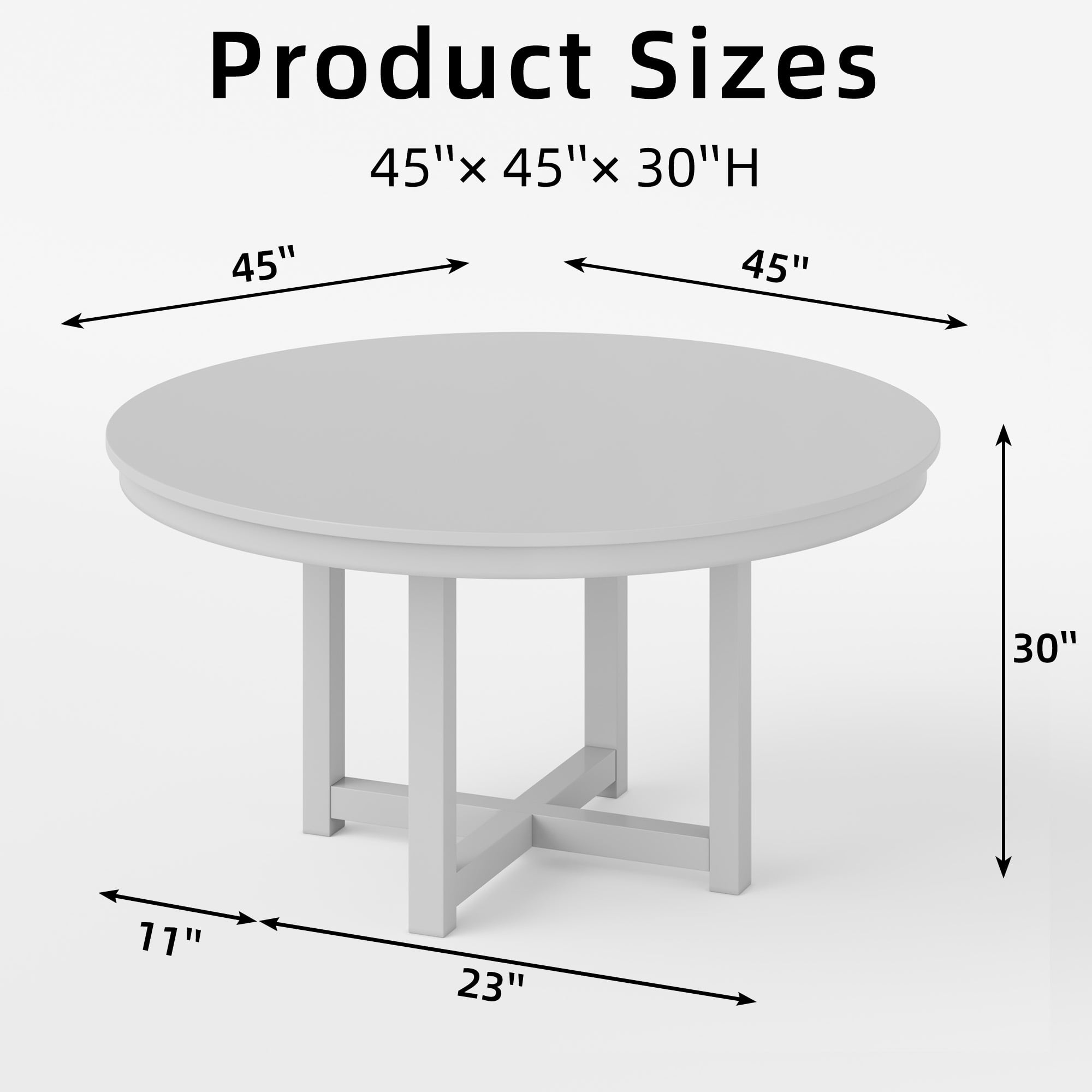 MAYEERTY 45x45x30 Modern Round Dining Table Wood Kitchen Table, Black