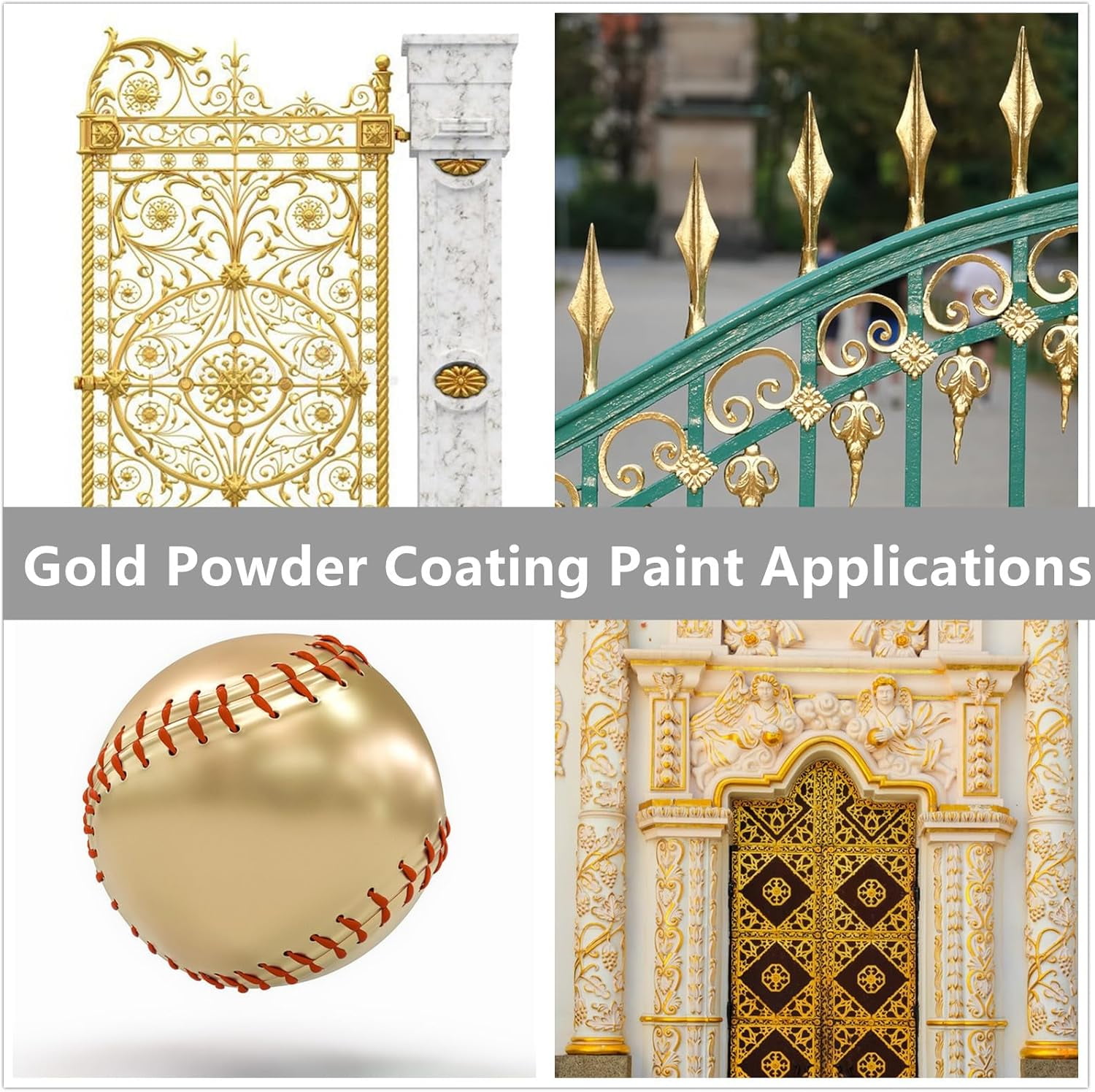 Powder Coating Paint for Metal Surfaces | Car Paint | Building Materials | Powder Paint for Steel Structures, Factories, Buildings, Playgrounds, Gardens (Gold, 8 Ounce)