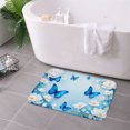 thumbnail image 3 of FJPT Non Slip Flannel Polyester Floor Mat With Blue Butterflies And White Flowers Design For Bathroom Kitchen Bedroom Decor 31.5x19.7 inch, 3 of 5