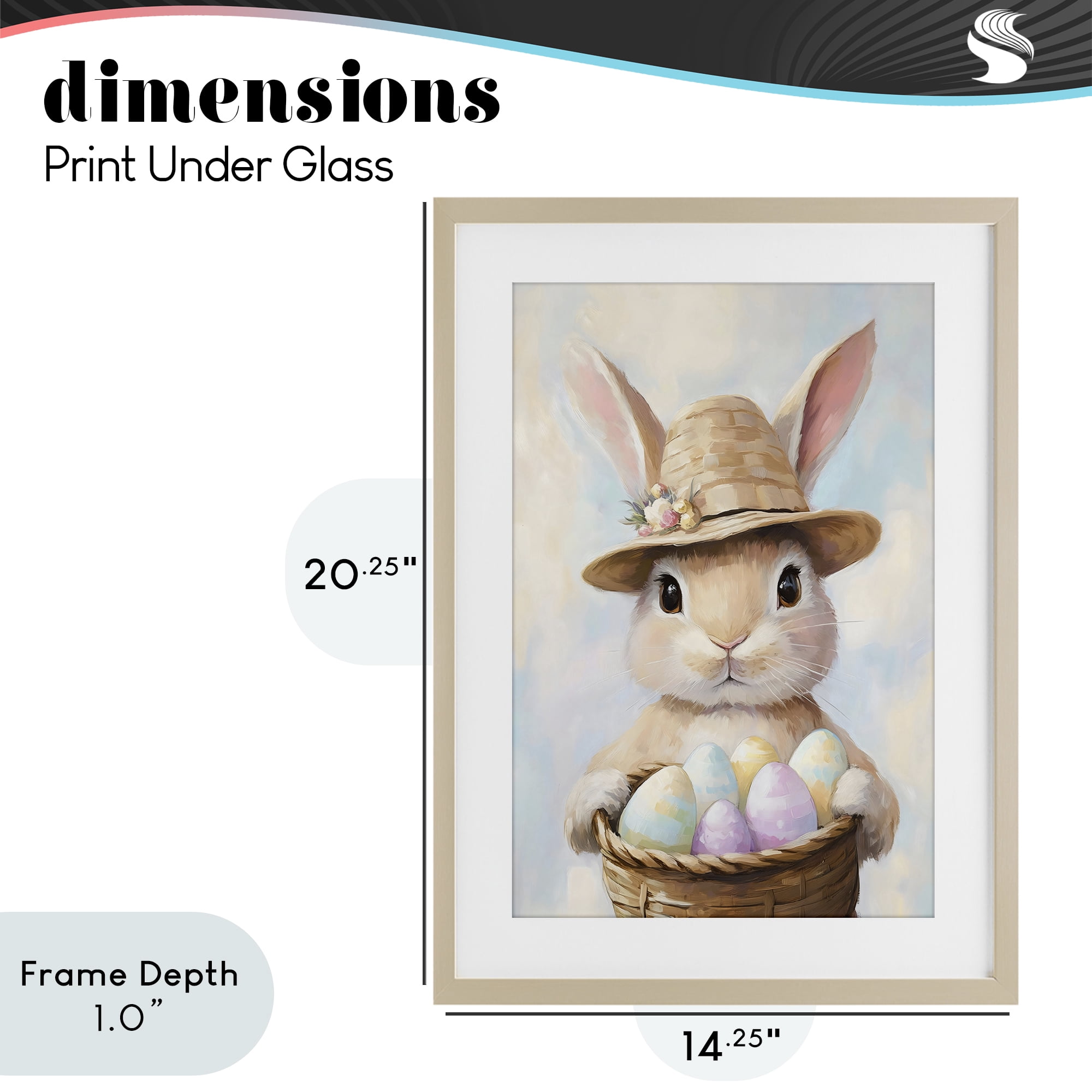 Stupell Industries Bunny with Easter Egg Basket Birch Framed Print Under Glass, design by The Prints Vibe